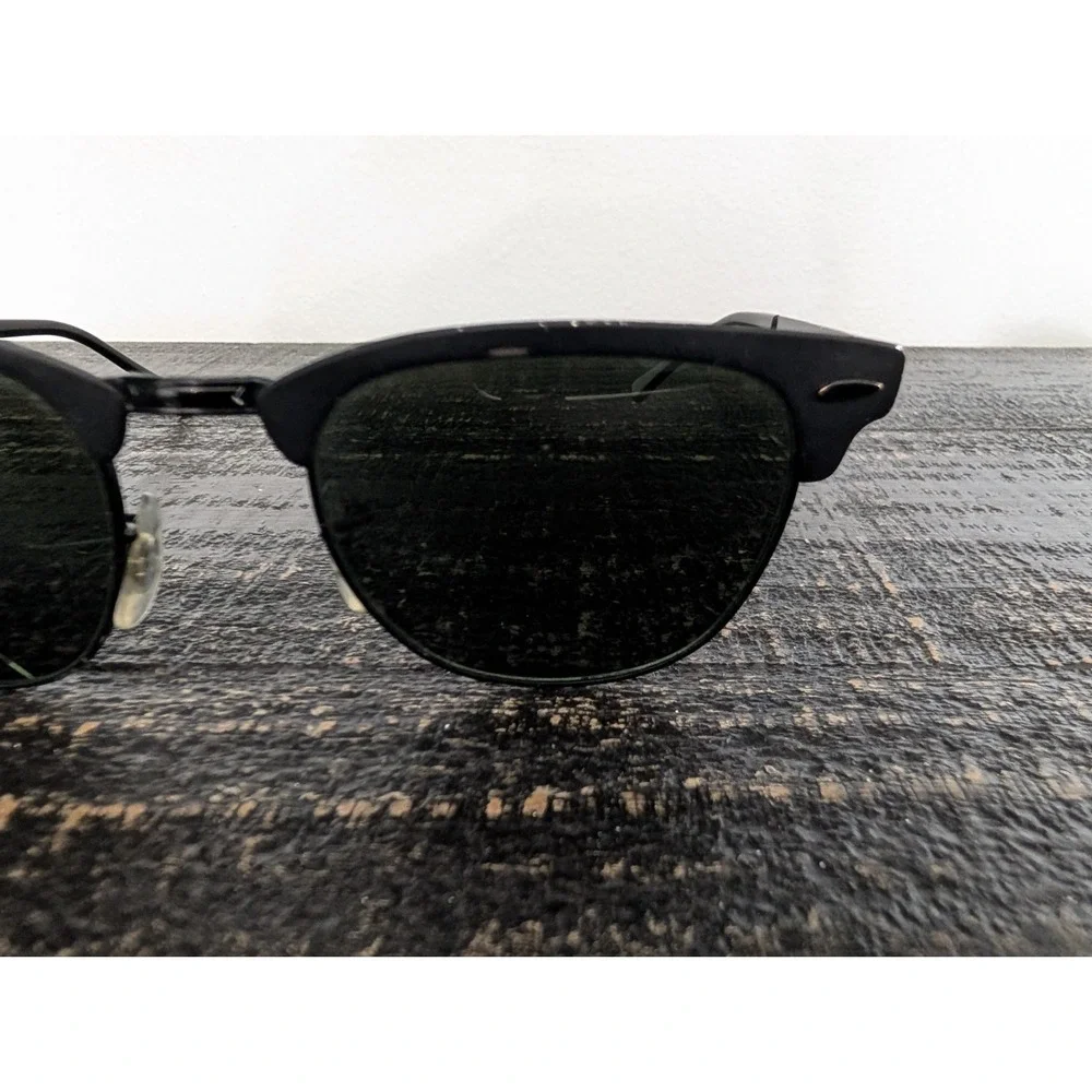 Ray-Ban Clubmaster RB3716 186/58 145 51-21 Metal Italy Sunglasses Black - Rough